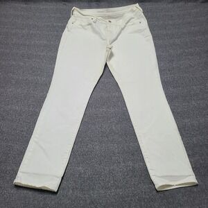 Old Navy Curvy Profile Mid Rise Cream White Skinny Jeans Women's Size 12 Regular